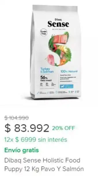 Dibaq Sense Holistic Food Puppy 12 Kg Pavo Y Salmón