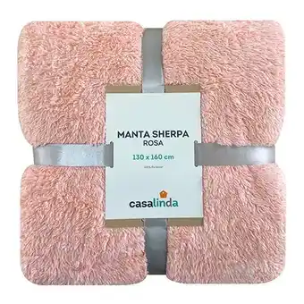 Manta casalinda sherpa rainbow shaggy 130x160 cm rosado