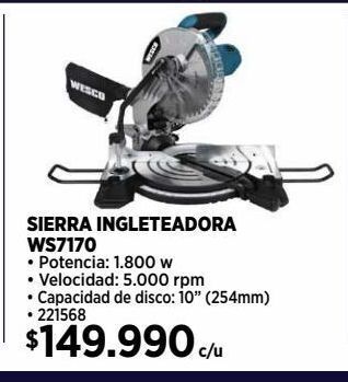 Construmart Sierra ingleteadora ws7170 oferta