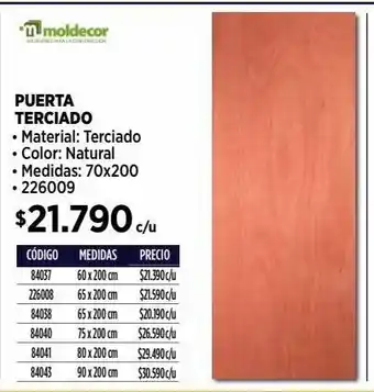 Construmart Puerta terciado oferta