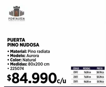 Construmart Puerta aurora 80x200 cm hoja pino radiata oferta