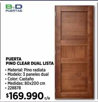 Construmart Kit puerta pino radiata 3 paneles dual lista 80 x 200 cm reversible oferta