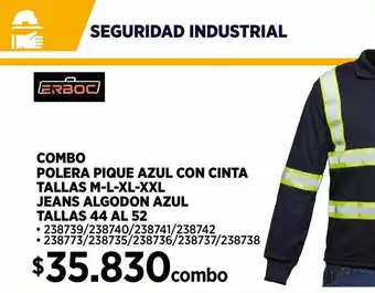 Construmart Combo polera pique azul con cinta oferta