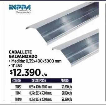 Construmart Caballete 0,35x400x3000 mm zinc oferta