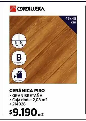 Construmart Cerámica piso madera gran bretaña 45x45 cm 2,08 m2 oferta