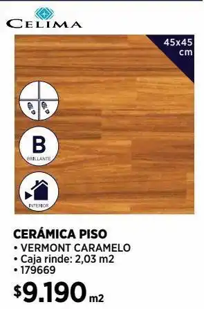 Construmart Cerámica piso vermont caramelo 45x45 cm 2,03 m2 oferta
