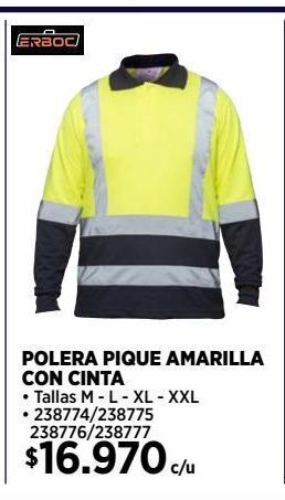 Construmart Polera pique amarilla con cinta oferta