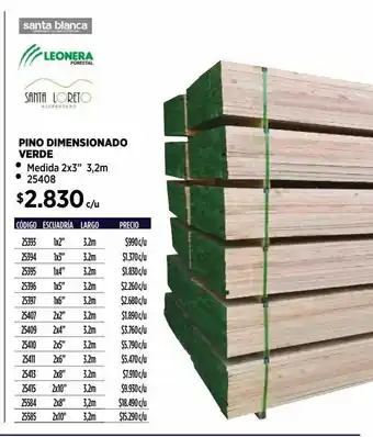 Construmart Pino dimensionado verde 2 x 3 3,2 mt oferta