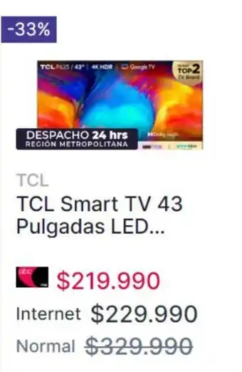 Abcdin TCL Smart TV 43 Pulgadas LED... oferta