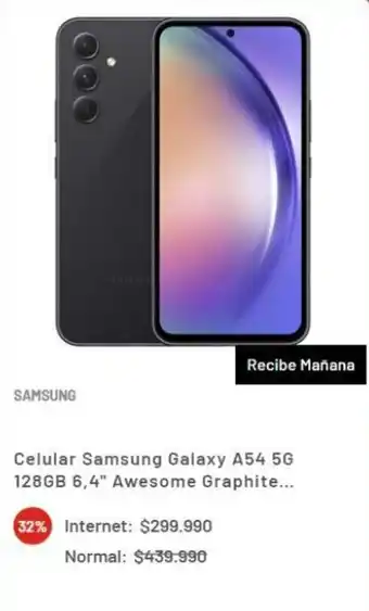 La Polar Celular Samsung Galaxy A54 5G 128GB 6,4" Awesome Graphite... oferta