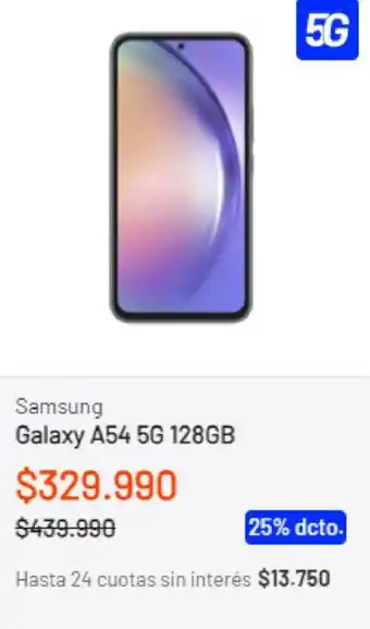 Entel Samsung Galaxy A54 5G 128GB oferta