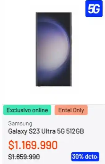 Entel Samsung Galaxy S23 Ultra 5G 512GB oferta