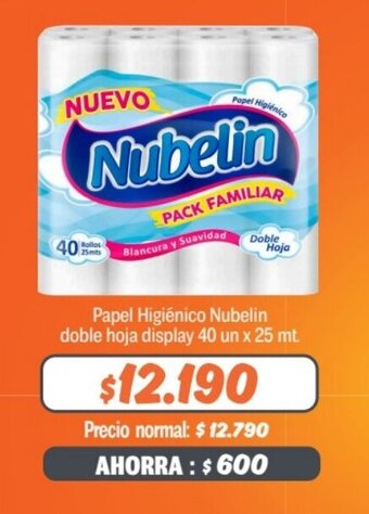 Mayorista 10 Papel Higiénico Nubelin doble hoja display 40 un x 25 mt. oferta
