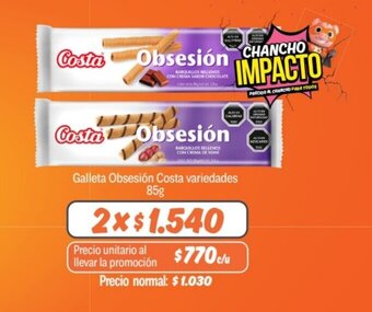 Mayorista 10 Galleta Obsesión Costa variedades 85g x 2 oferta