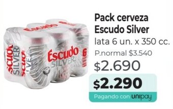 Mayorista 10 Pack cerveza Escudo Silver lata 6 un. x 350 cc. oferta