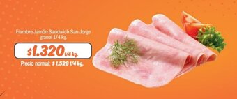 Mayorista 10 Fiambre Jamón Sandwich San Jorge granel 1/4 kg. oferta