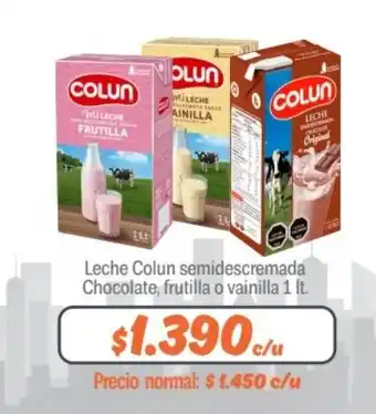 Mayorista 10 Leche Colun semidescremada Chocolate, frutilla o vainilla 1 lt. oferta