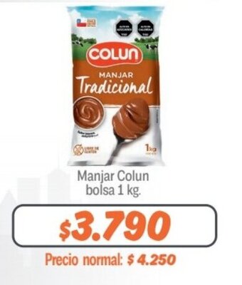 Mayorista 10 Manjar Colun bolsa 1 kg. oferta