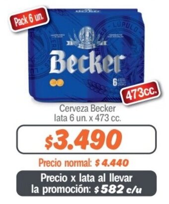 Mayorista 10 Cerveza Becker lata 6 un. x 473 cc. oferta