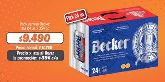 Mayorista 10 Pack cerveza Becker lata 24 un. x 354 cc. oferta