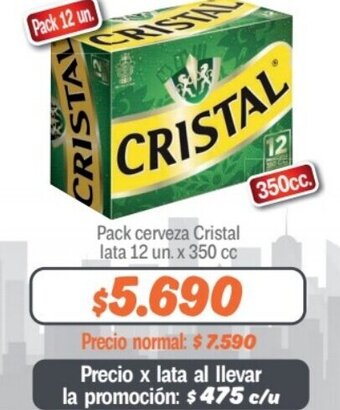 Mayorista 10 Pack cerveza Cristal lata 12 un. x 350 cc oferta