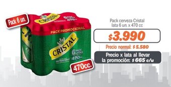 Mayorista 10 Pack cerveza Cristal lata 6 un. x 470 cc oferta