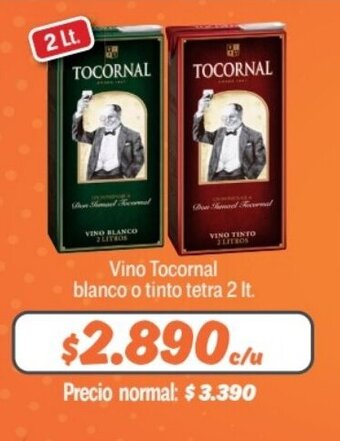 Mayorista 10 Vino Tocornal blanco o tinto tetra 2 It. oferta