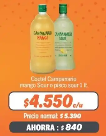 Mayorista 10 Coctel Campanario mango Sour o pisco sour 1 lt. oferta