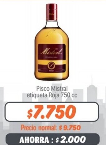 Mayorista 10 Pisco Mistral etiqueta Roja 750 cc oferta