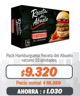 Mayorista 10 Pack Hamburguesa Receta del Abuelo vacuno 10 unidades. oferta