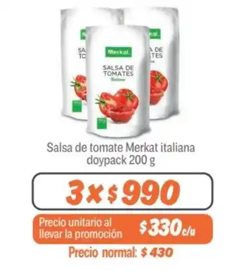 Mayorista 10 Salsa de tomate Merkat italiana doypack 200 g x 3 oferta