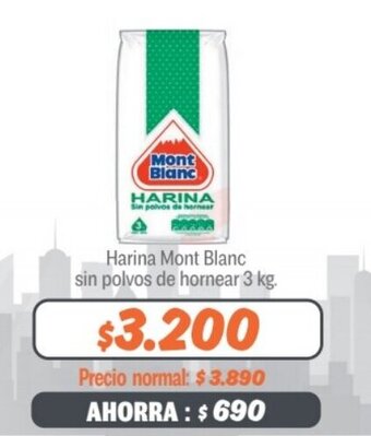 Mayorista 10 Harina Mont Blanc sin polvos de hornear 3 kg. oferta