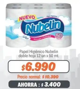 Mayorista 10 Papel Higiénico Nubelin doble hoja 12 un x 50 mt. oferta