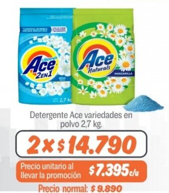 Mayorista 10 Detergente Ace variedades en polvo 2,7 kg. x 2 oferta
