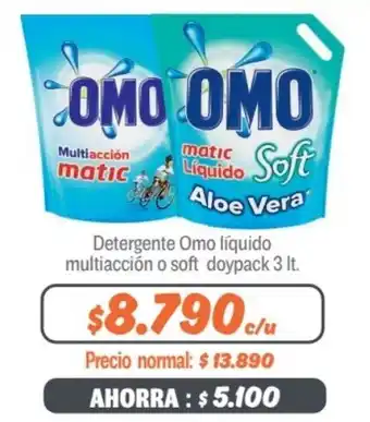 Mayorista 10 Detergente Omo líquido multiacción o soft doypack 3 lt. oferta