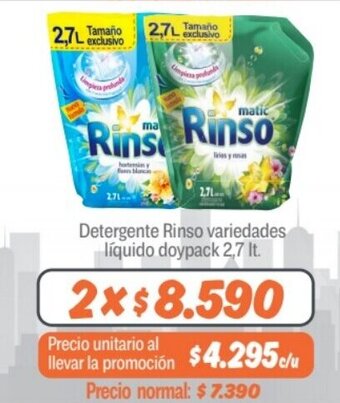 Mayorista 10 Detergente Rinso variedades líquido doypack 2,7 lt. x 2 oferta