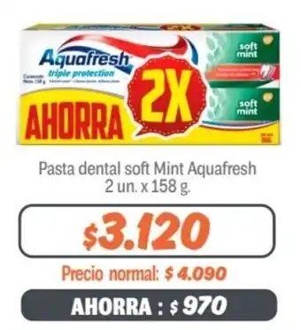 Pasta dental soft Mint Aquafresh 2 un. x 158 g.