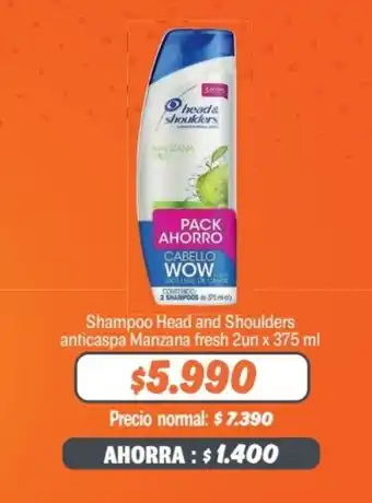 Mayorista 10 Shampoo Head and Shoulders anticaspa Manzana fresh 2un x 375 ml oferta