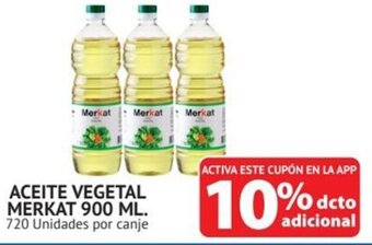 Alvi ACEITE VEGETAL MERKAT 900 ML. 720 Unidades por canje oferta