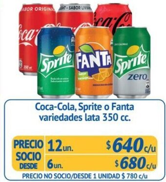 Alvi Coca-Cola, Sprite o Fanta variedades lata 12un x 350 cc. oferta