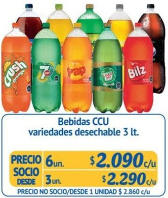 Alvi Bebidas CCU variedades desechable 6un x 3 lt. oferta
