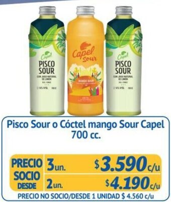 Alvi Pisco Sour o Cóctel mango Sour Capel 3un x 700cc oferta