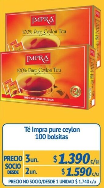 Alvi Té Impra pure ceylon 100 bolsitas oferta