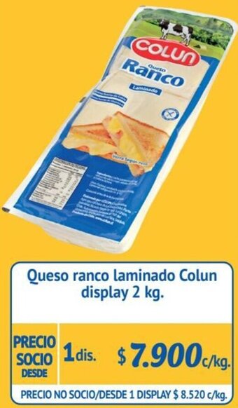 Alvi Queso ranco laminado Colun display 2 kg. oferta