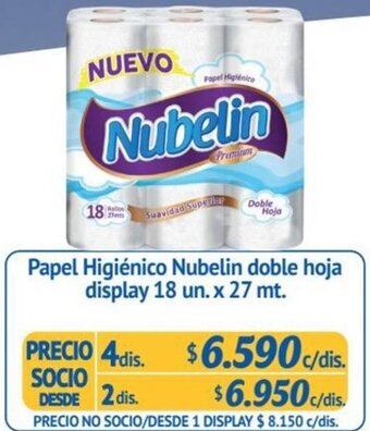 Alvi Papel Higiénico Nubelin doble hoja display 18 un. x 27 mt. x 4dis oferta