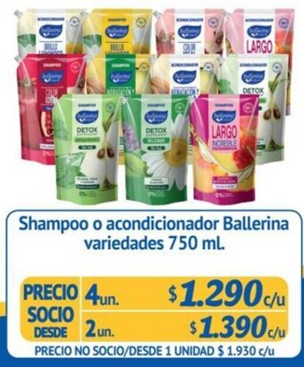 Alvi Shampoo o acondicionador Ballerina variedades 750 ml. x 4un oferta