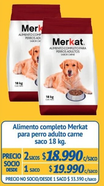 Alvi Alimento completo Merkat para perro adulto carne saco 18 kg. x 2sacos oferta