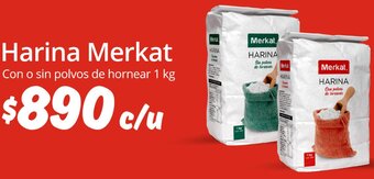 Unimarc Harina Merkat Con o sin polvos de hornear 1 kg oferta
