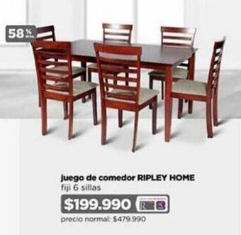 Ripley juego de comedor RIPLEY HOME fiji 6 sillas oferta