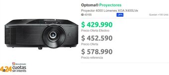 Optoma® Proyectores Proyector 4000 Lúmenes XGA X400LVe